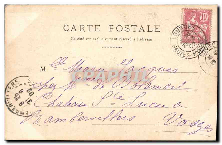 CPA Lourdes Grotte Sainte Magdeleine  — Verso