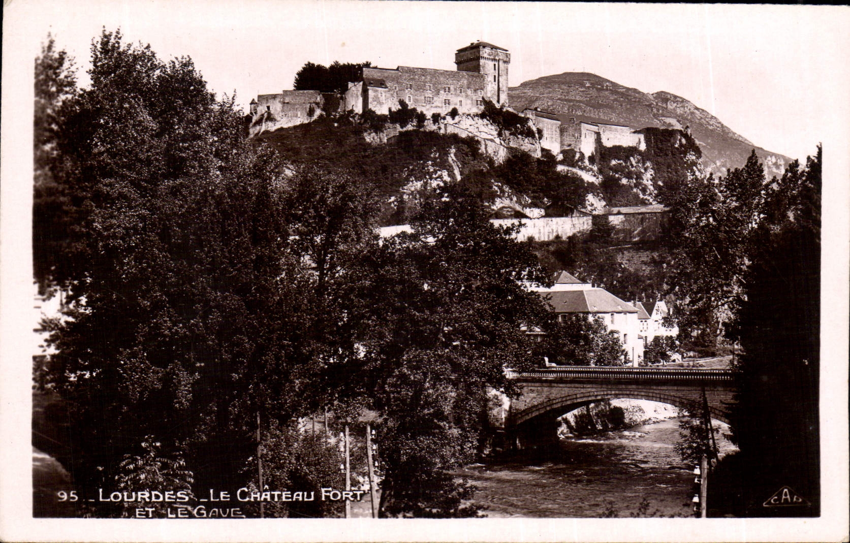 CPA Lourdes Le Chateau Fort et le Gave 