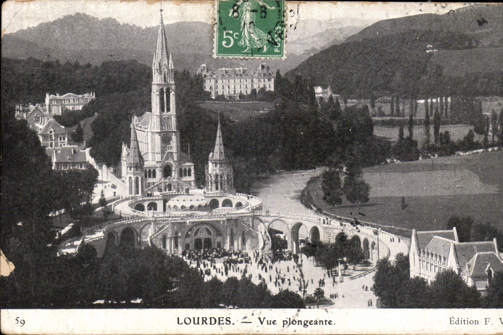 CPA Lourdes Vue plongeante 