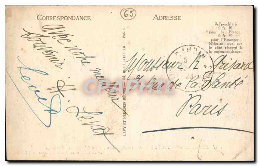 CPA Bagneres de Bigorre Hautes Pyrenees La Chaine des Pyrenees et le Vallon de Oene Blanque  — Verso