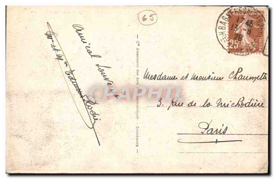 ENV. de BAGNÈRES de BIGORRE - Le Tourmalet - La Route vers Barèges — CPA n°103 — Rückseite