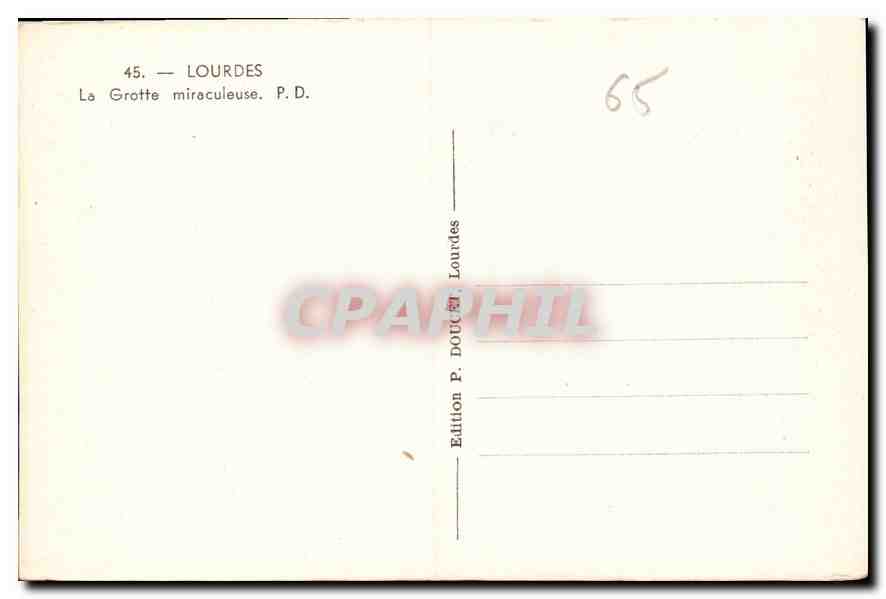CPA Lourdes La Grotte Miraculeuse  — Verso