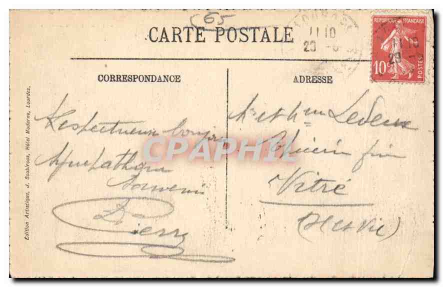 CPA Lourdes La Vallee d'Argeles et les Pyrenees vues du Pic du Jer  — Verso