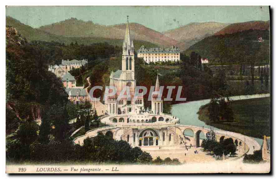 CPA Lourdes Vue plongeante 