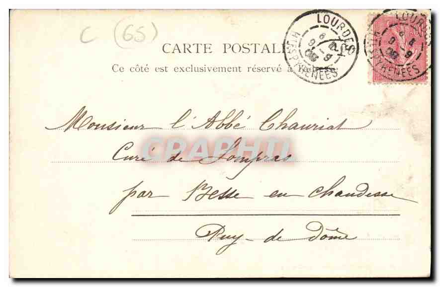 CPA La Grotte Lourdes  — Verso