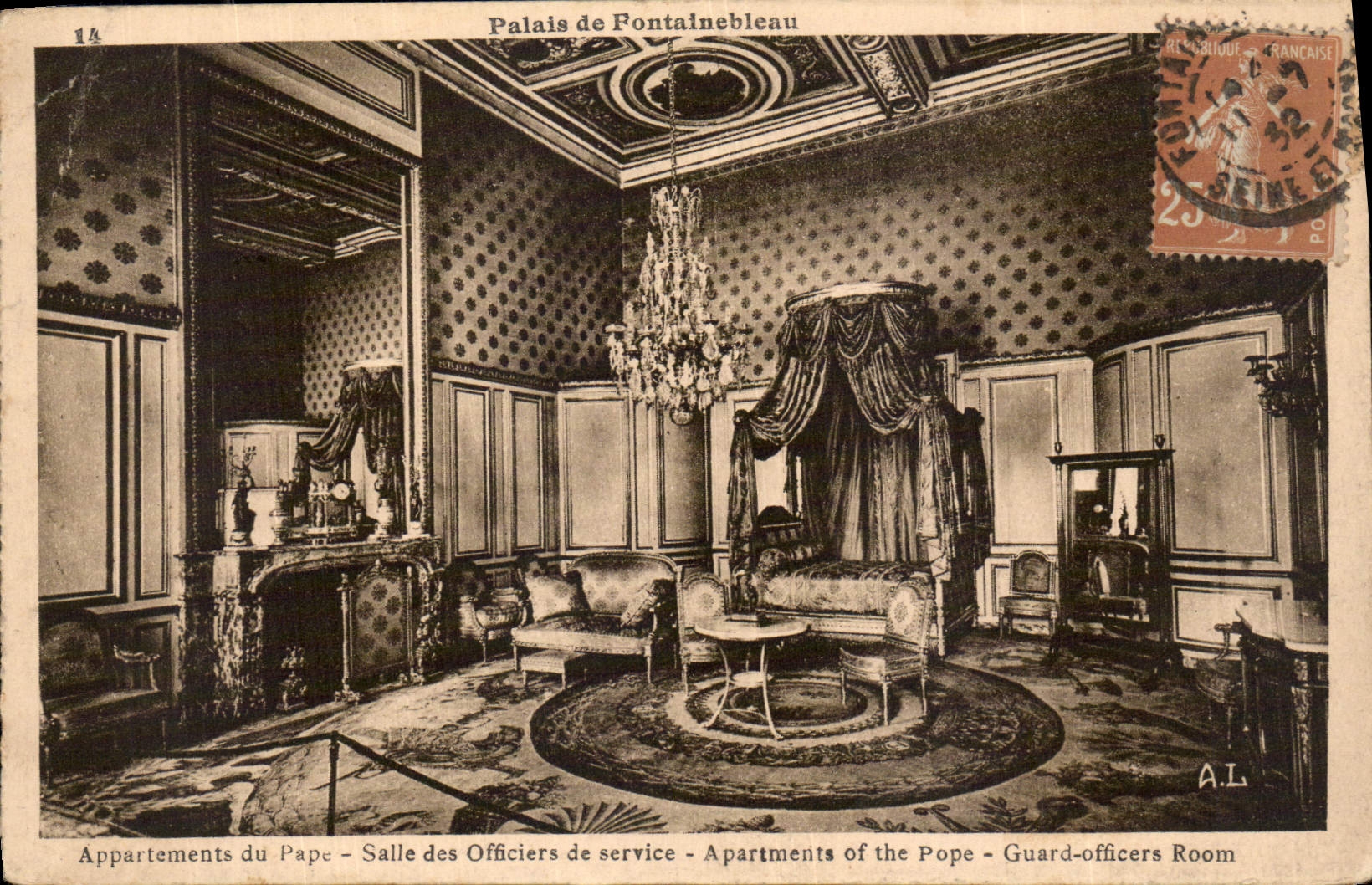 Palais de Fontainebleau — Appartements du Pape — Salle des Officiers de service — éditeur A.I. n°14