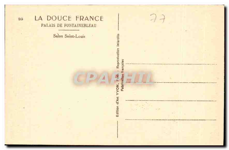 Salon Saint-Louis — Palais de Fontainebleau — Édition d'Art YVON — Reverso