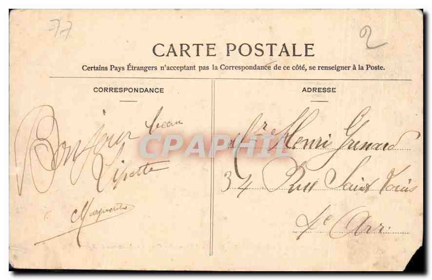 Palais de Fontainebleau — L'Étang des Carpes et la statue d'Ulysse — éditeur S.R. n°52 — Verso