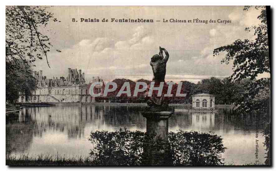 Palais de Fontainebleau — Le Château et l'Étang des Carpes — Imprimerie Photomécanique L. MENAUD, Fontainebleau