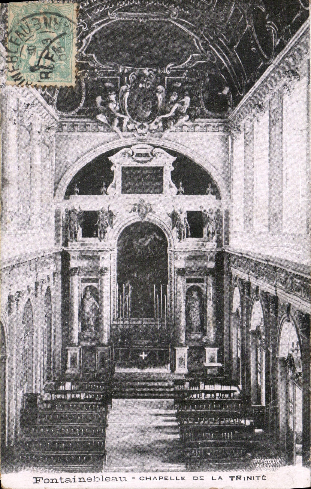 Fontainebleau - Cappella della Trinità — vista interna decorata — editore STACCO, n° 247