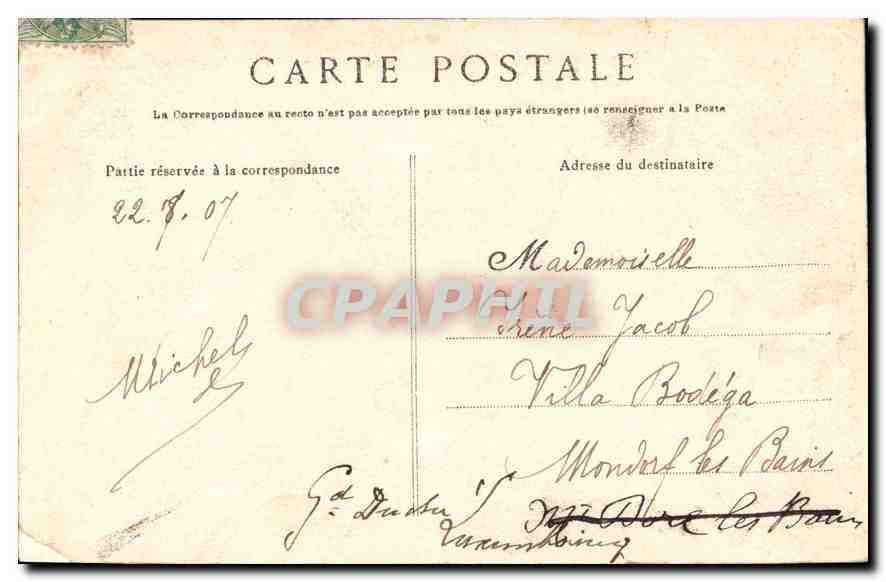 Cartolina d'epoca Palazzo di Fontainebleau Il tiro con l'arco dell'Imperatore — Verso