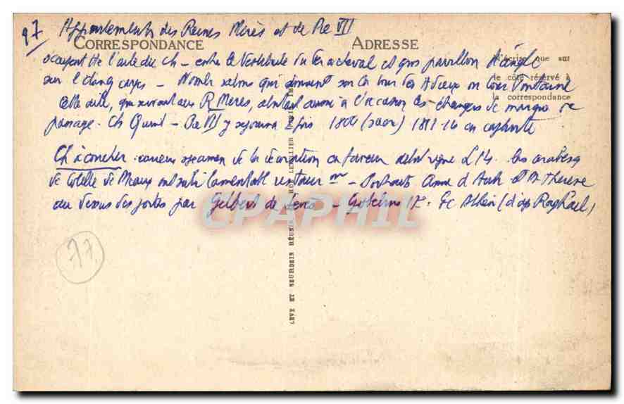 Fontainebleau — Appartement des Reines-Mères — LL — Verso
