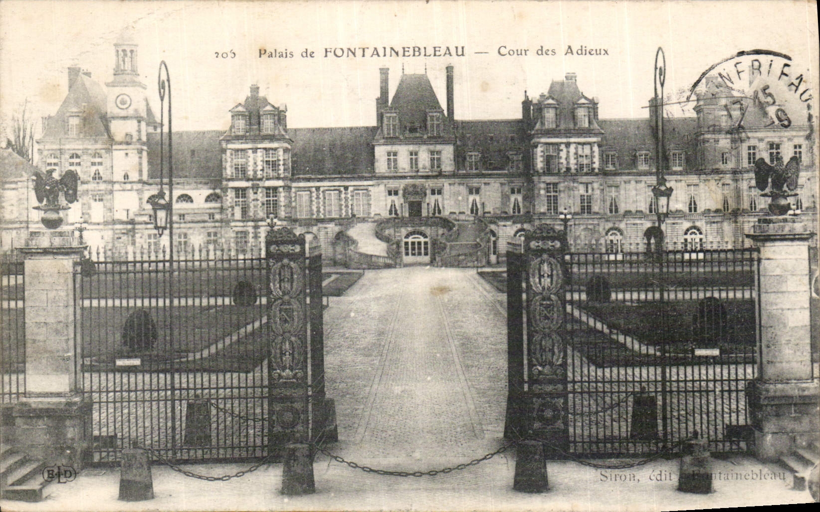 Palazzo di FONTAINEBLEAU — Cour des Adieux — Siron, edit. Fontainebleau