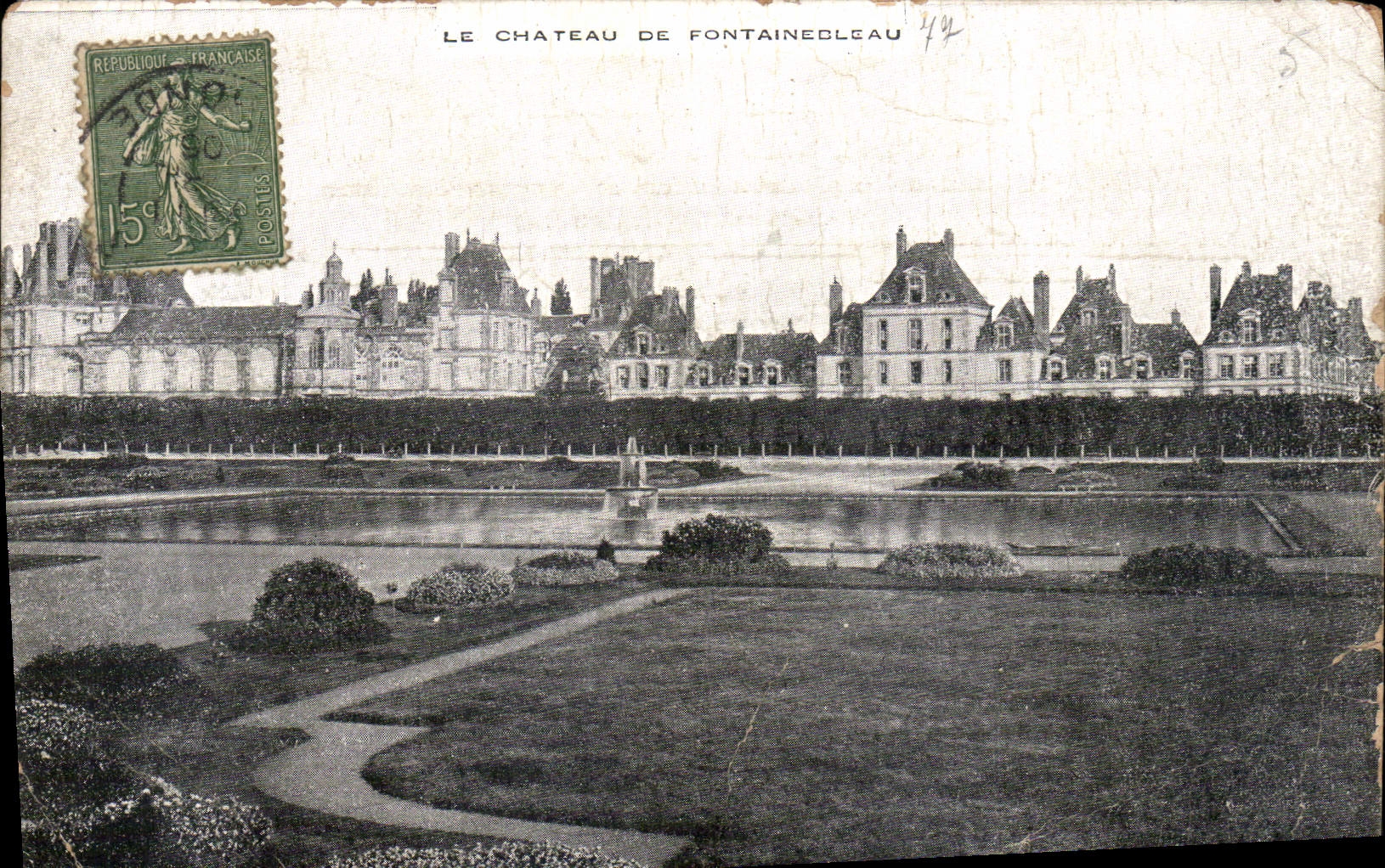 El Castillo de Fontainebleau — vista del parque y del castillo — editor no identificado, n° de serie 44