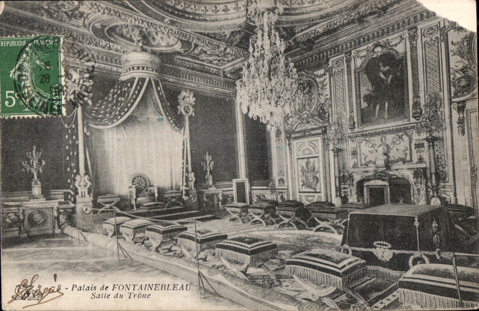 Palazzo di FONTAINEBLEAU - Sala del Trono — editore L. Béguin, n°8