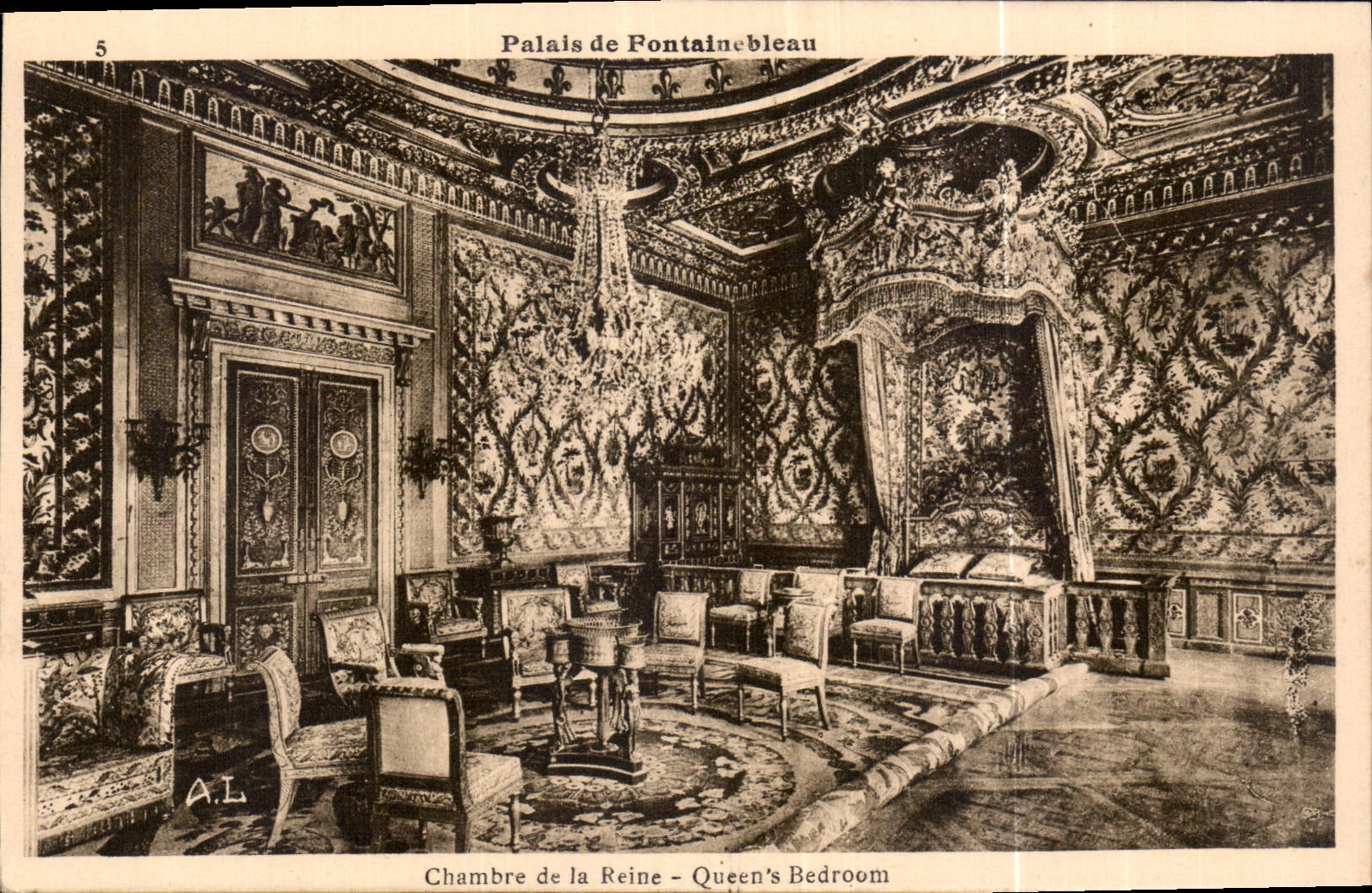 Palais de Fontainebleau — Chambre de la Reine — éditeur A.L. n°5