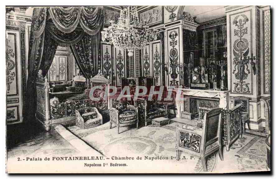 Paleis van FONTAINEBLEAU — Kamer van Napoleon I — A.P. — Slaapkamer