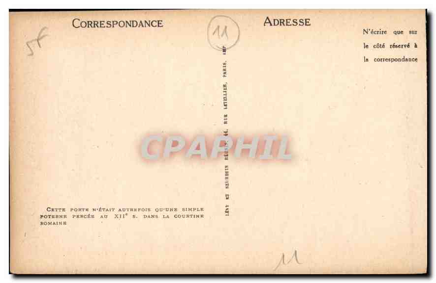 CPA Carcassonne Ensemble de la Porte d'Aude  — Rückseite