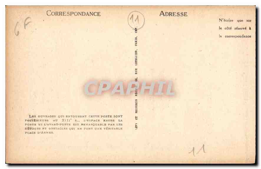 CPA Carcassonne Les Avants Portes de l'Aude  — Rückseite