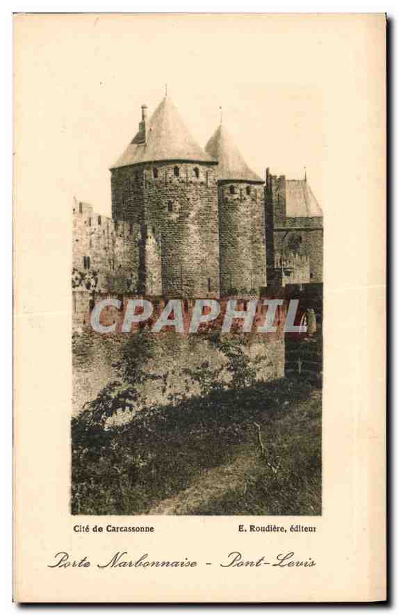 CPA Cite de Carcassonne Porte Narbonnaise Pont Levis 