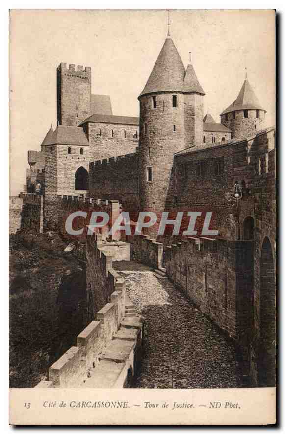 CPA Cite de Carcassonne Tour de Justice 
