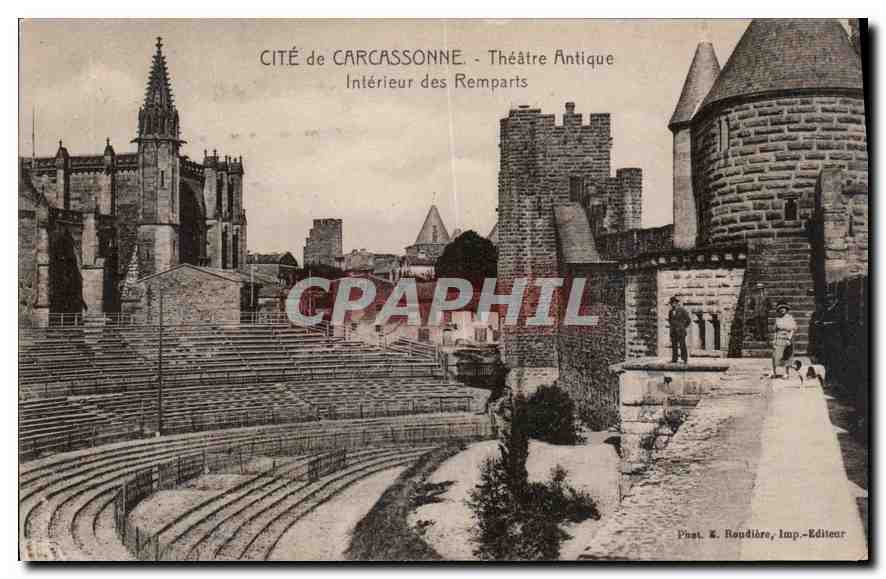 CPA Cite de Carcassonne Theatre Antique interieur des Remparts 