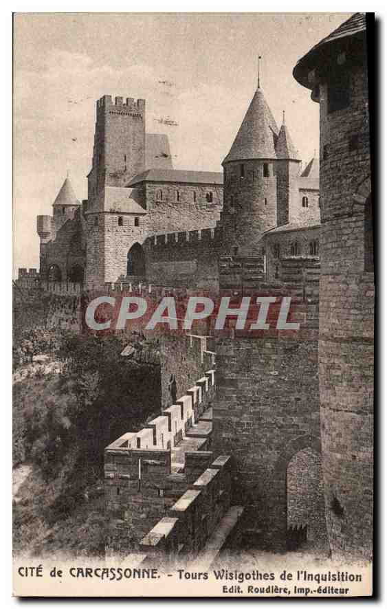 Cité de Carcassonne — Tours wisigothes de l'Inquisition — Edit. Roudière, Imp.-éditeur
