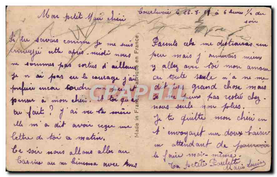CPA Femme — Verso