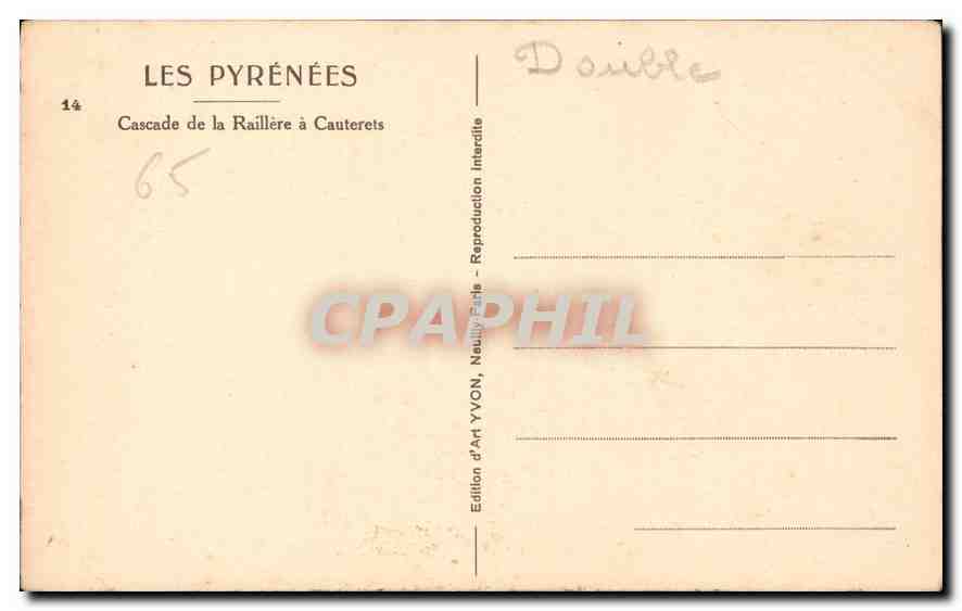 CPA Les Pyrenees Cascade de la Raillere a Cauterets  — Verso