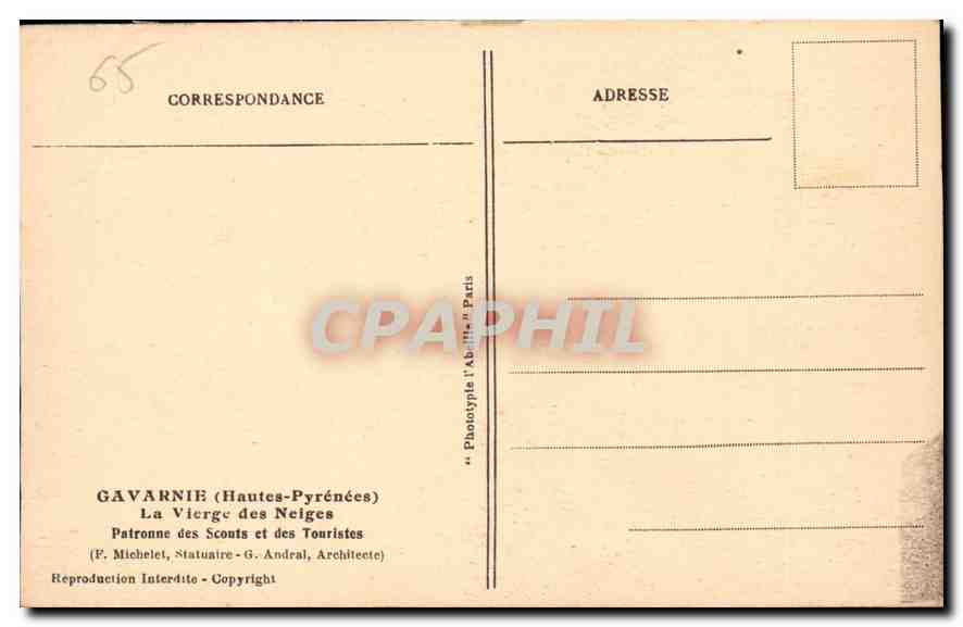 CPA Gavarnie Hautes Pyrenees la Vierge des Neiges  — Verso