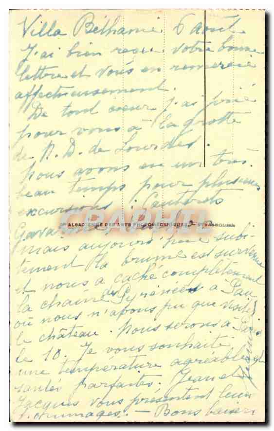CPA Lourdes la Basilique et le Gave  — Verso