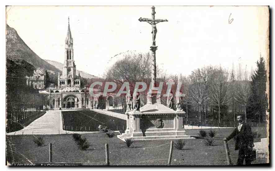 CPA Lourdes le Calvaire Breton et la Basilique 