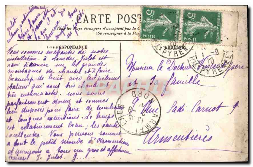 CPA Lourdes vue generale du Funiculaire  — Verso