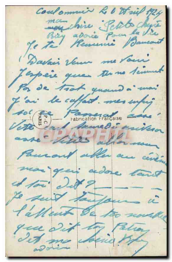 Couple avec colombes — PC Paris 1131 — Back