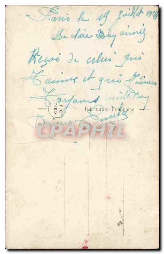 Couple dans un intérieur — scène intime — PC PARIS 1030 — Verso
