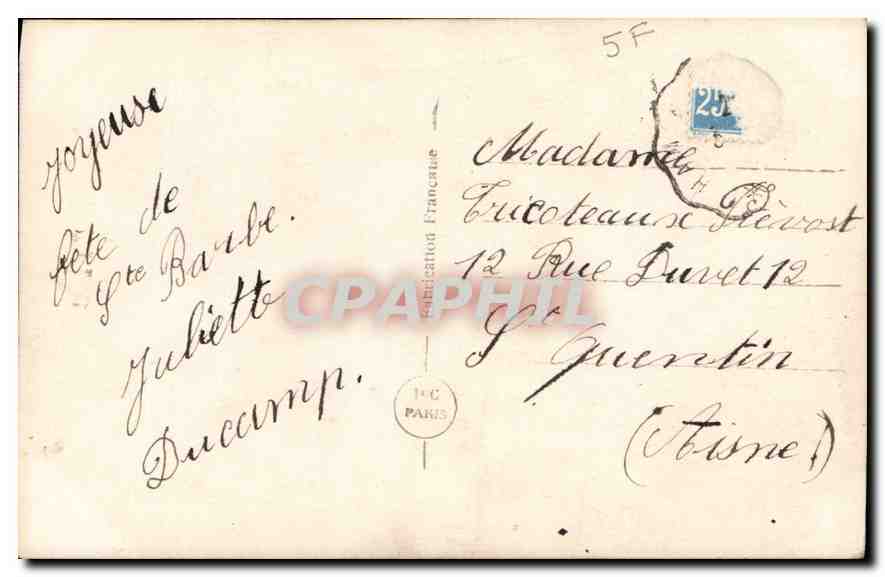 CPA Ste Barbe Enfant — Rückseite