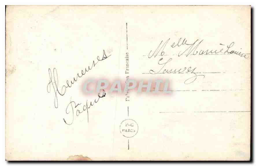 Fleurs et Paques — Félicitations de Pâques — Éditeur P-G Paris — Verso