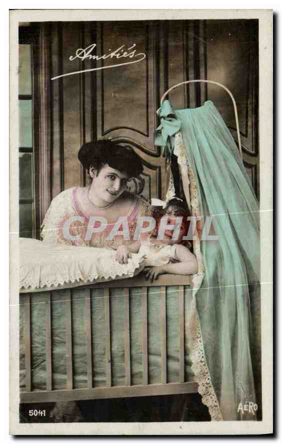 Mère et enfant dans un berceau — éditeur AERO, n° 5041