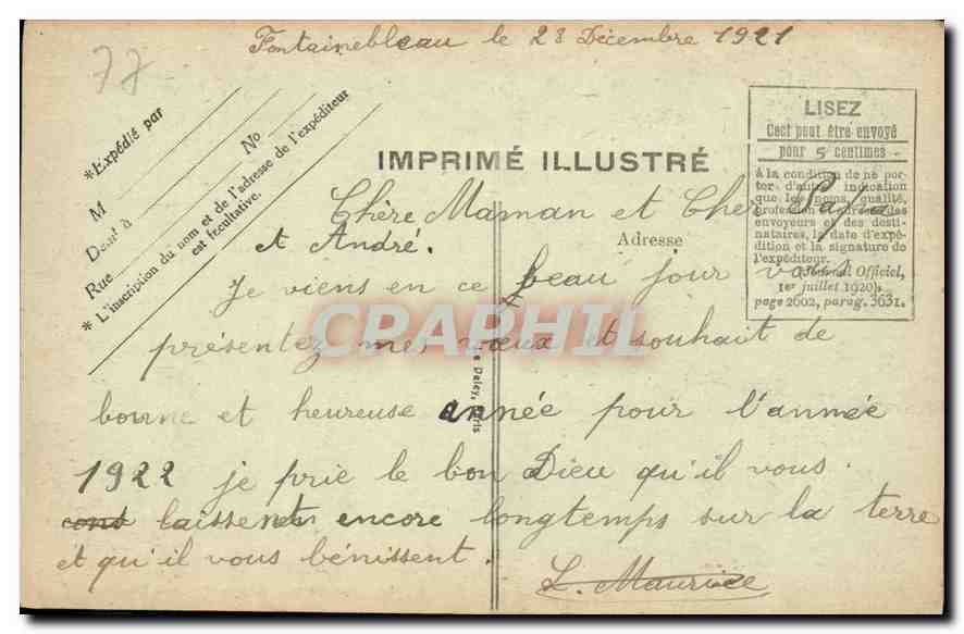 Der Musiksaal von Marie-Antoinette — Schloss Fontainebleau — Verlag E.D. n°623 — Rückseite