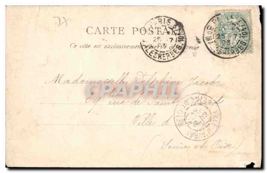 Schloss Fontainebleau — Salon de Mme de Maintenon — anonymer Verleger, Nr. 34 — Rückseite