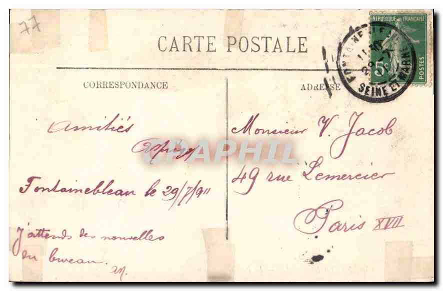Fontainebleau — Le Palais — Salon de l'Abdication — LL. — n° 65 — Reverso