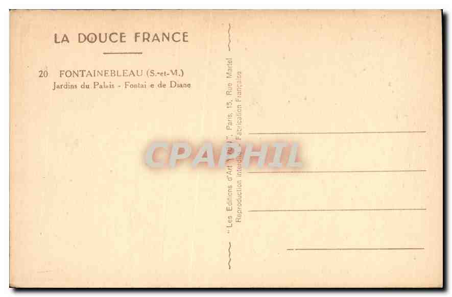 Gärten des Palastes - Fontäne der Diana — Les Éditions d'Art, Paris — Rückseite