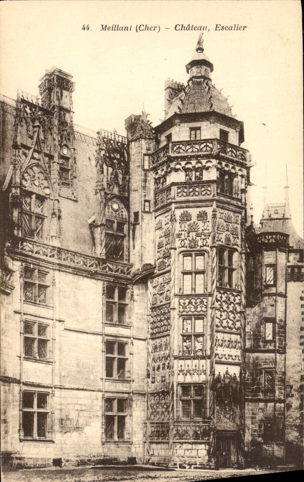 CPA Meillant Cher Chateau Escalier 