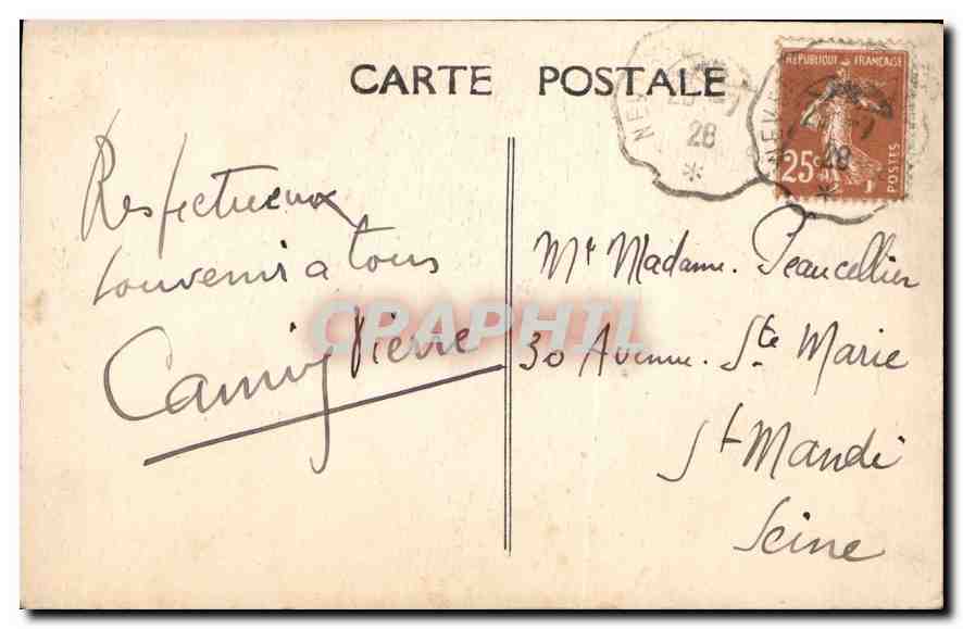 CPA Sagonne Cher Les Ruines et les Fosses du Chateau  — Rückseite