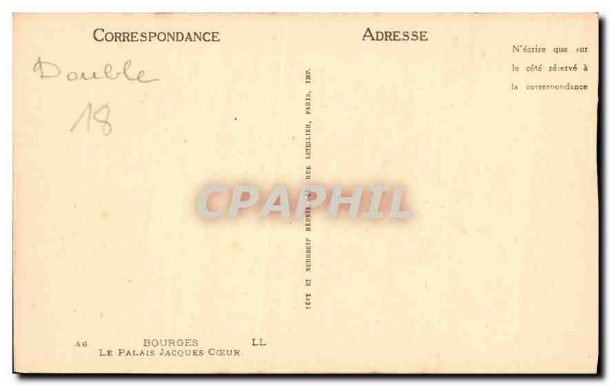 CPA Bourges le Palais Jacques Coeur  — Back