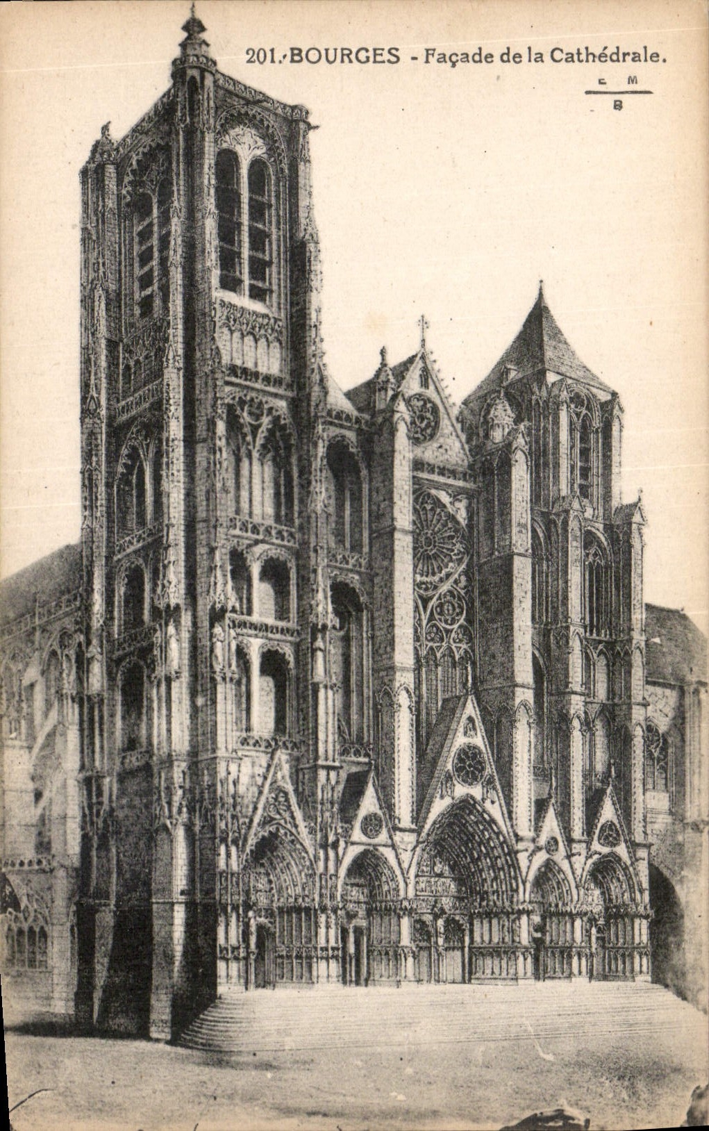 Bourges - Fassade der Kathedrale — Verlag E. Maquaire, Nr. 201