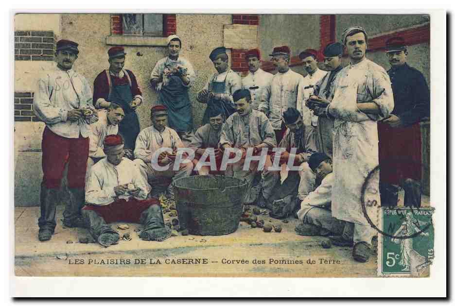 Militaria Caserne les plaisirs de la caserne corvee des pommes de terre animation TOP CPA