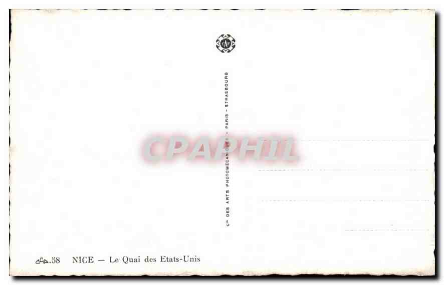 CPA Nice le Quai des Etats Unis  — Rückseite