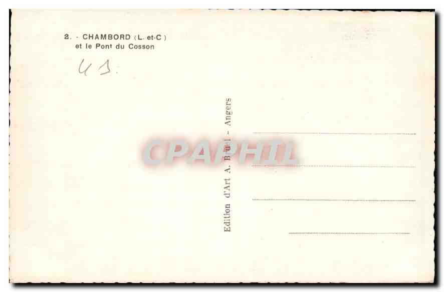CPA Chambord L et C et le Pont du Cosson  — Verso