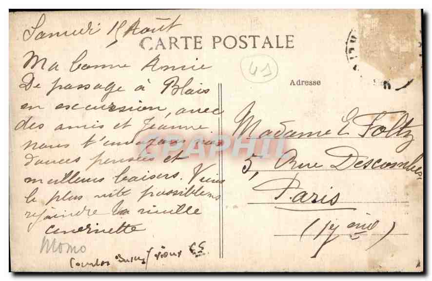 CPA Blois le Chateau Cheminee du Porc Epic  — Verso